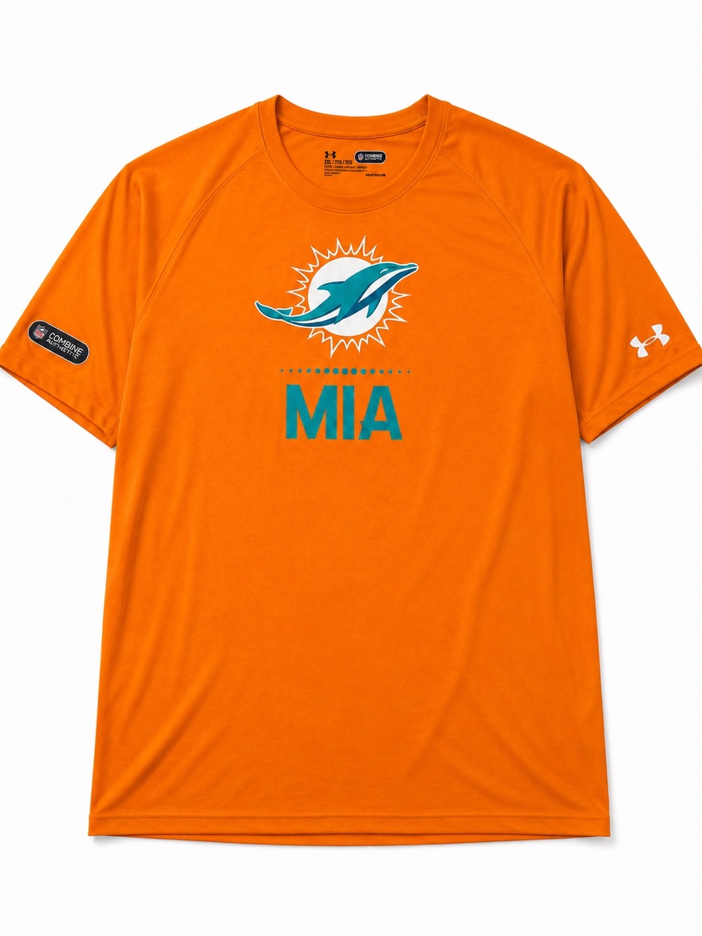 Under Armour Miami Dolphins Shirt 2XL Orange NFL Combine HeatGear Performance